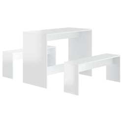 vidaXL Dining Set 3 Piece Chipboard Kitchen Dining Table & Chair Multi Colours - high gloss white