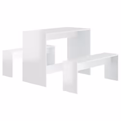 vidaXL Dining Set 3 Piece Chipboard Kitchen Dining Table & Chair Multi Colours - high gloss white