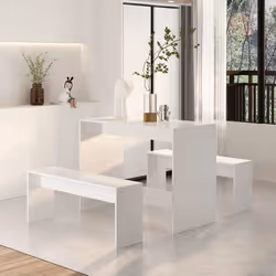 vidaXL Dining Set 3 Piece Chipboard Kitchen Dining Table & Chair Multi Colours - high gloss white - Additional view 4