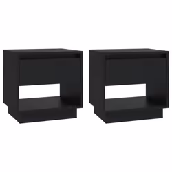 vidaXL 1/2x Bedside Cabinet Chipboard Bedroom Bedside Side Table Multi Colours - black, 2