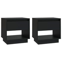vidaXL 1/2x Bedside Cabinet Chipboard Bedroom Bedside Side Table Multi Colours - black, 2