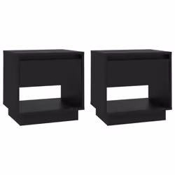 vidaXL 1/2x Bedside Cabinet Chipboard Bedroom Bedside Side Table Multi Colours - black, 2