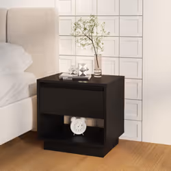vidaXL 1/2x Bedside Cabinet Chipboard Bedroom Bedside Side Table Multi Colours - black, 2