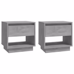 vidaXL 1/2x Bedside Cabinet Chipboard Bedroom Bedside Side Table Multi Colours - concrete grey, 2