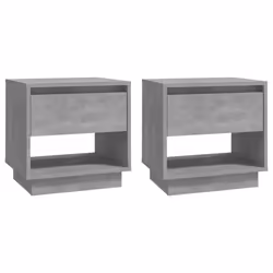 vidaXL 1/2x Bedside Cabinet Chipboard Bedroom Bedside Side Table Multi Colours - concrete grey, 2