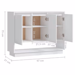 vidaXL Sideboard Chipboard Living Room Bedroom Storage Cabinet Multi Colours - white - Additional view 4
