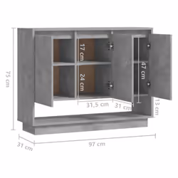 vidaXL Sideboard Chipboard Living Room Bedroom Storage Cabinet Multi Colours - concrete grey - Additional view 4