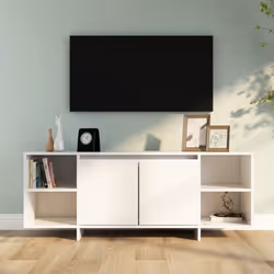 vidaXL TV Cabinet TV Stand Media TV Unit Entertainment Centre Engineered Wood - white