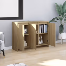 vidaXL Sideboard Storage Cupboard Cabinet Buffet Highboard Engineered Wood - sonoma oak