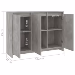 vidaXL Sideboard Storage Cupboard Cabinet Buffet Highboard Engineered Wood - concrete grey - Additional view 4