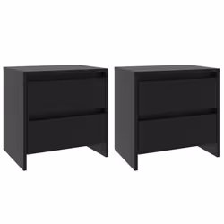vidaXL 1/2x Bedside Cabinet Chipboard Home Side End Accent Table Multi Colours - black, 2