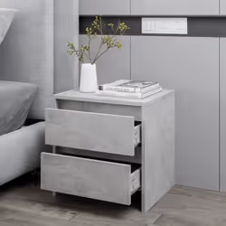 vidaXL 1/2x Bedside Cabinet Chipboard Home Side End Accent Table Multi Colours - concrete grey, 1 - Additional view 7