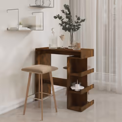 vidaXL Bar Table with Storage Rack Bar High Table Pub Table Engineered Wood - smoked oak - Additional view 4