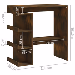 vidaXL Bar Table with Storage Rack Bar High Table Pub Table Engineered Wood - smoked oak - Additional view 6