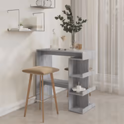 vidaXL Bar Table with Storage Rack Bar High Table Pub Table Engineered Wood - grey sonoma