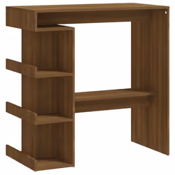 vidaXL Bar Table with Storage Rack Bar High Table Pub Table Engineered Wood - brown oak