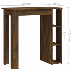vidaXL Bar Table with Shelf Bar High Table Bistro Pub Table Engineered Wood - smoked oak - Additional view 4