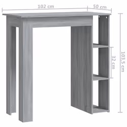 vidaXL Bar Table with Shelf Bar High Table Bistro Pub Table Engineered Wood - grey sonoma - Additional view 7
