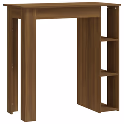vidaXL Bar Table with Shelf Bar High Table Bistro Pub Table Engineered Wood - brown oak