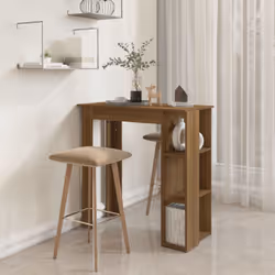 vidaXL Bar Table with Shelf Bar High Table Bistro Pub Table Engineered Wood - brown oak - Additional view 6
