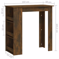 vidaXL Bar Table with Storage Rack Bar High Table Pub Table Engineered Wood - smoked oak - Additional view 7