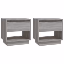 vidaXL 1/2x Bedside Cabinet Chipboard Bedroom Bedside Side Table Multi Colours - grey sonoma, 2