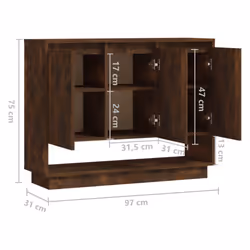vidaXL Sideboard Chipboard Living Room Bedroom Storage Cabinet Multi Colours - smoked oak - Additional view 4