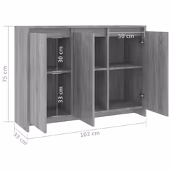vidaXL Sideboard Storage Cupboard Cabinet Buffet Highboard Engineered Wood - grey sonoma - Additional view 4