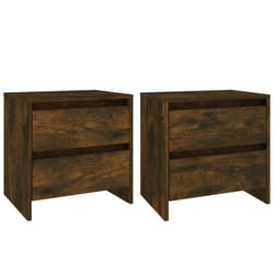 vidaXL 1/2x Bedside Cabinet Chipboard Home Side End Accent Table Multi Colours - smoked oak, 2