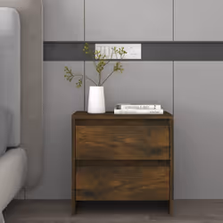 vidaXL 1/2x Bedside Cabinet Chipboard Home Side End Accent Table Multi Colours - smoked oak, 2 - Additional view 8