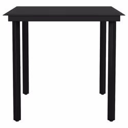 vidaXL Garden Dining Table Black 80x80x74 cm Steel and Glass
