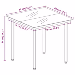 vidaXL Garden Dining Table Black 80x80x74 cm Steel and Glass - Additional view 4