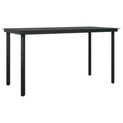 vidaXL Garden Dining Table Black Steel and Glass Outdoor Patio Dinner Table