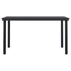 vidaXL Garden Dining Table Black Steel and Glass Outdoor Patio Dinner Table