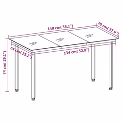 vidaXL Garden Dining Table Black Steel and Glass Outdoor Patio Dinner Table - Additional view 5