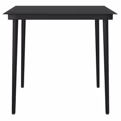 vidaXL Garden Dining Table Black 80x80x74 cm Steel and Glass