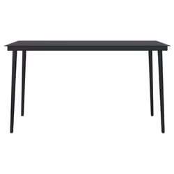 vidaXL Garden Dining Table Black 140x70x74 cm Steel and Glass - Additional view 2