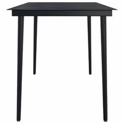 vidaXL Garden Dining Table Black 140x70x74 cm Steel and Glass - Additional view 3