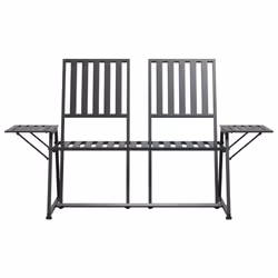 vidaXL 2-Seater Garden Bench 165 cm Black Steel Seating Chair Bench Chair