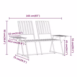 vidaXL 2-Seater Garden Bench 165 cm Black Steel Seating Chair Bench Chair