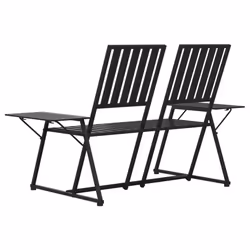 vidaXL 2-Seater Garden Bench 165 cm Black Steel Seating Chair Bench Chair - Additional view 4