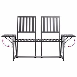 vidaXL 2-Seater Garden Bench 165 cm Black Steel Seating Chair Bench Chair - Additional view 5