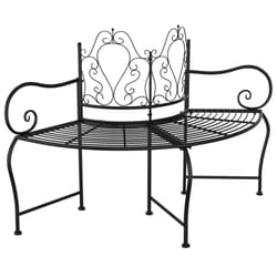 vidaXL Tree Bench 150 cm Black Steel Outdoor Seating Chair Garden Patio Bench