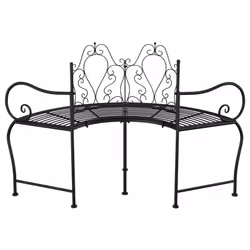 vidaXL Tree Bench 150 cm Black Steel Outdoor Seating Chair Garden Patio Bench