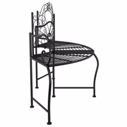 vidaXL Tree Bench 150 cm Black Steel Outdoor Seating Chair Garden Patio Bench - Additional view 4
