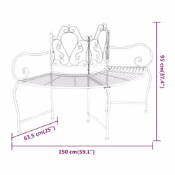 vidaXL Tree Bench 150 cm Black Steel Outdoor Seating Chair Garden Patio Bench - Additional view 5