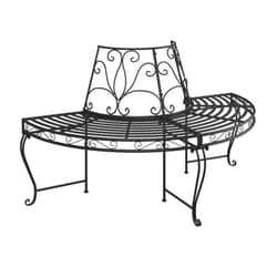 vidaXL Half Round Tree Bench Ã160 cm Black Steel Outdoor Seating Patio Bench