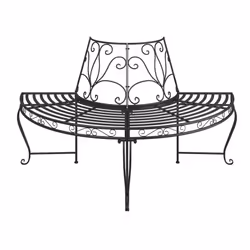 vidaXL Half Round Tree Bench Ã160 cm Black Steel Outdoor Seating Patio Bench
