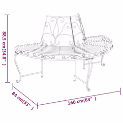 vidaXL Half Round Tree Bench Ã160 cm Black Steel Outdoor Seating Patio Bench