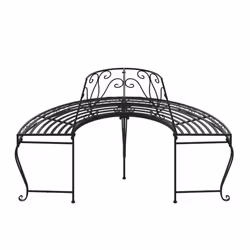 vidaXL Half Round Tree Bench Ã160 cm Black Steel Outdoor Seating Patio Bench - Additional view 4